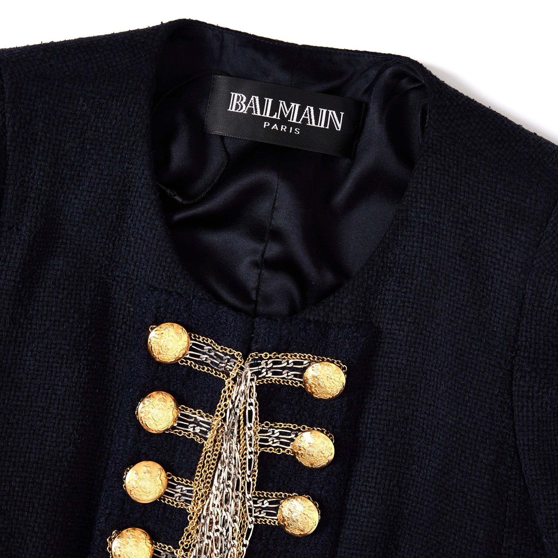 BALMAIN Military Blazer with Gold Chains 38