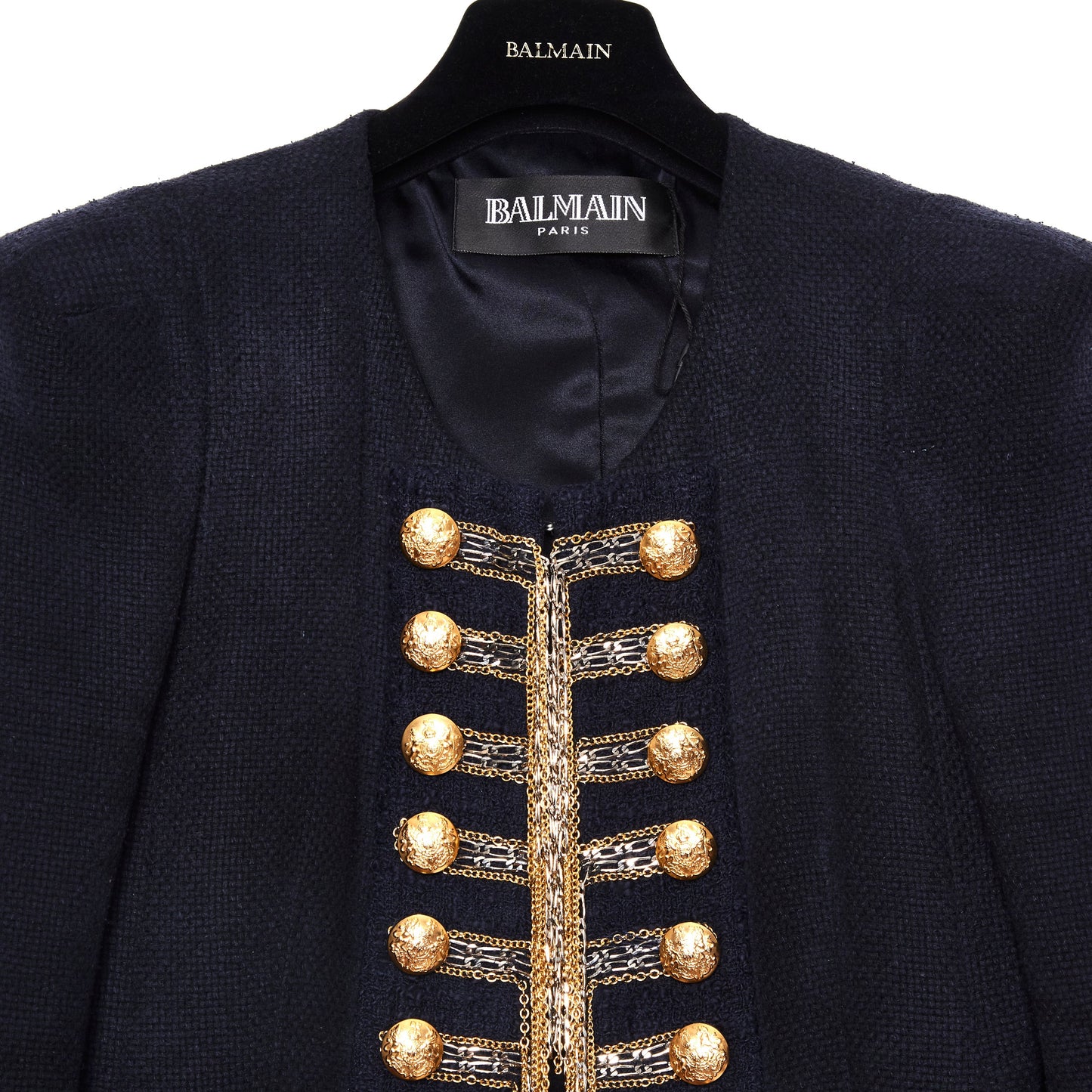 BALMAIN Military Blazer with Gold Chains 38