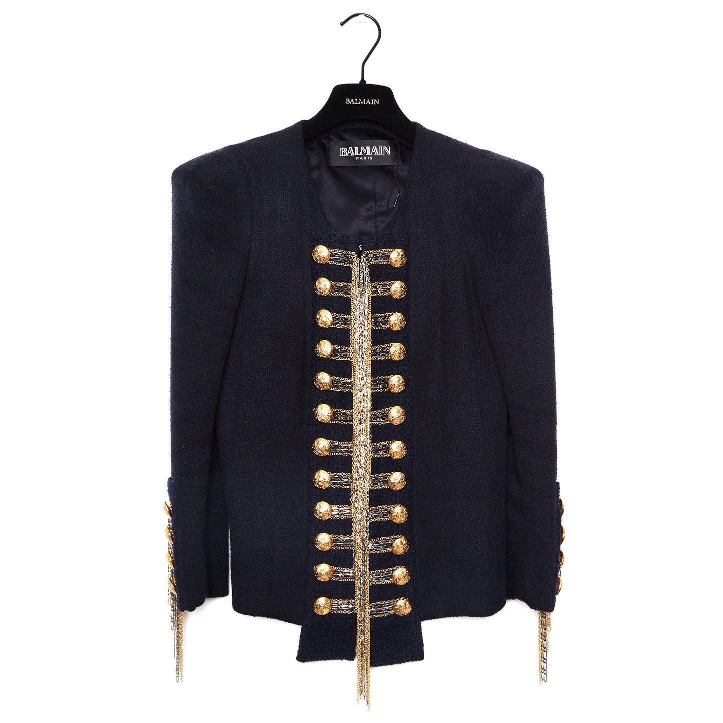 BALMAIN Military Blazer with Gold Chains 38