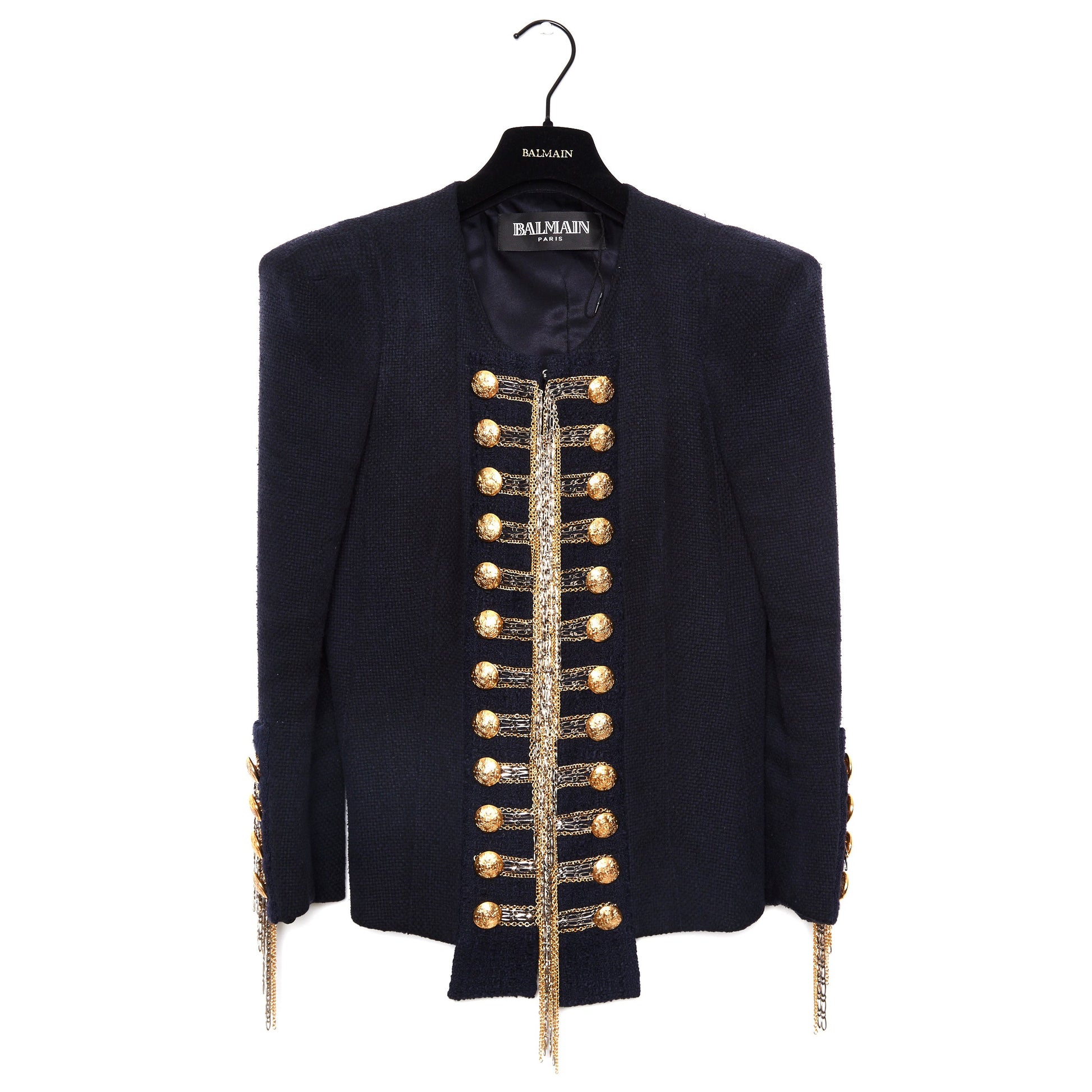 BALMAIN Military Blazer with Gold Chains 38