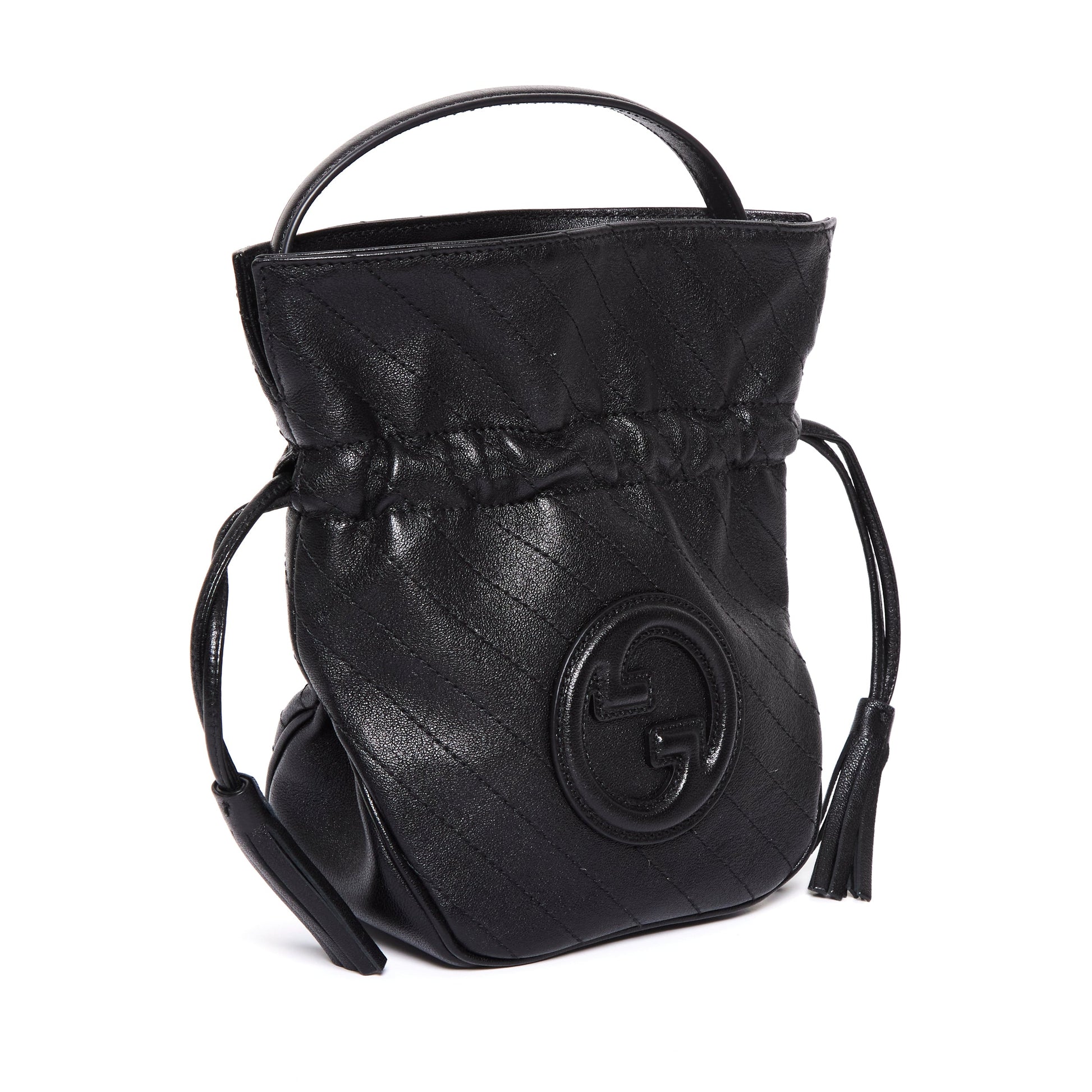 GUCCI Leather Blondie Mini black bucket bag – Black Leather