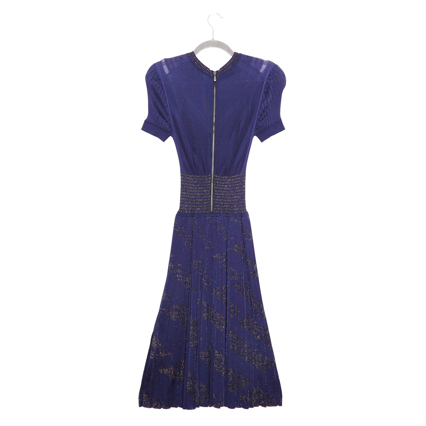Bottega Veneta Glitter Pointelle Plissé Knit Dress