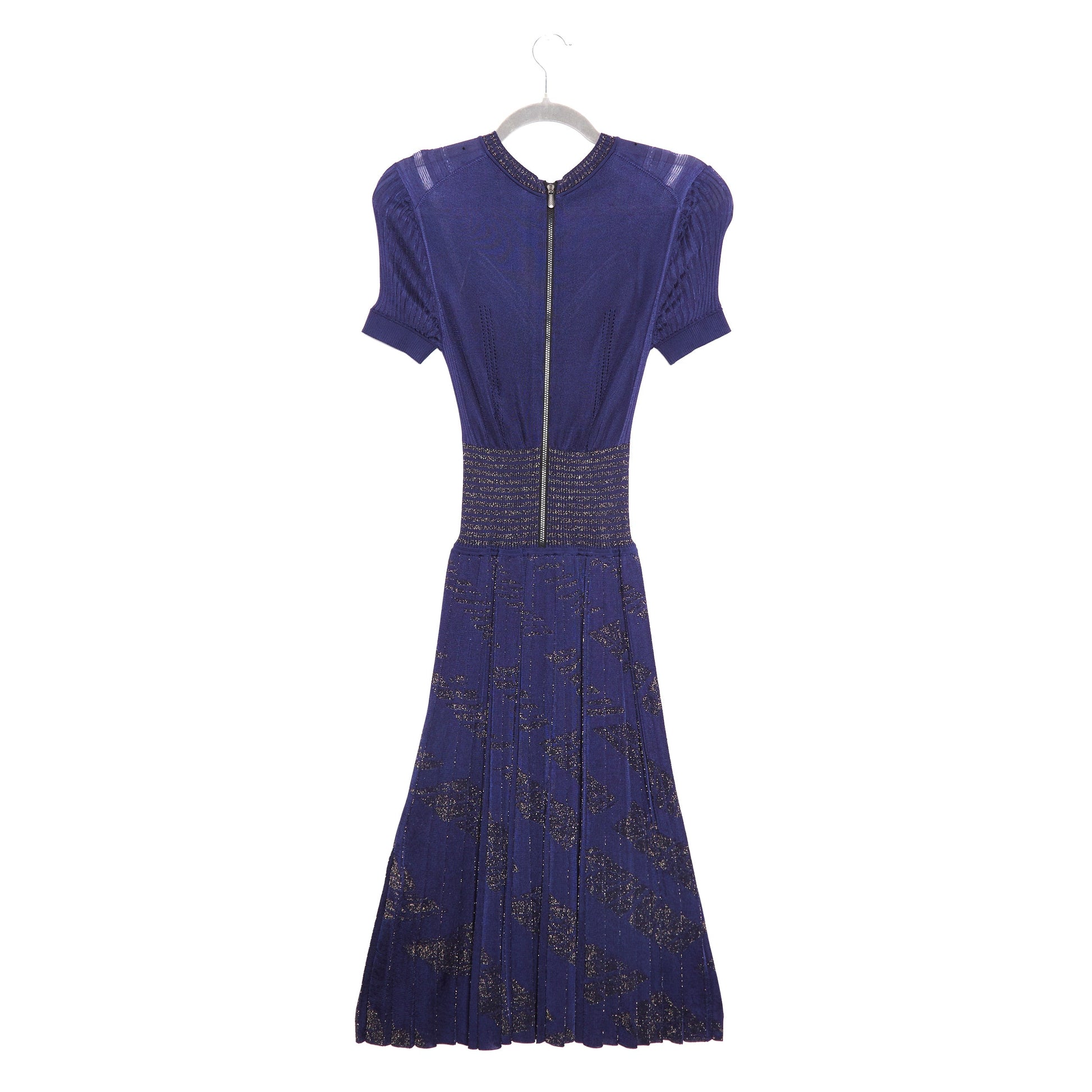 Bottega Veneta Glitter Pointelle Plissé Knit Dress
