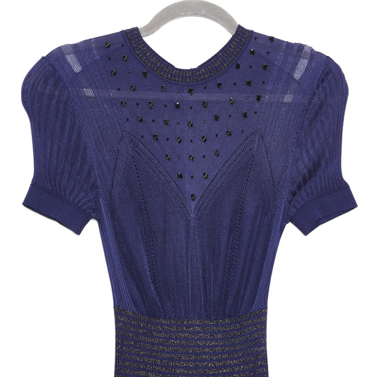 Bottega Veneta Glitter Pointelle Plissé Knit Dress