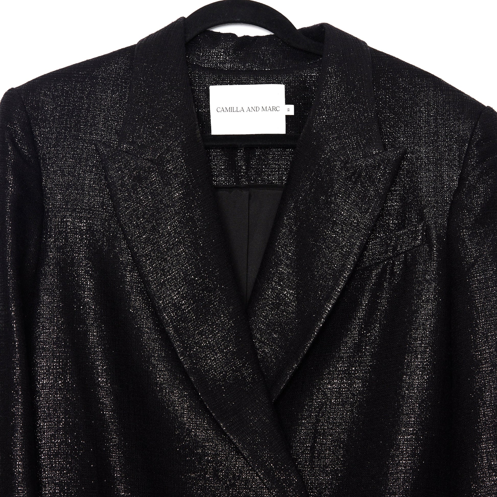 CAMILLA AND MARC Belmont Lurex Metallic-Woven Black Suit Blazer 10-12