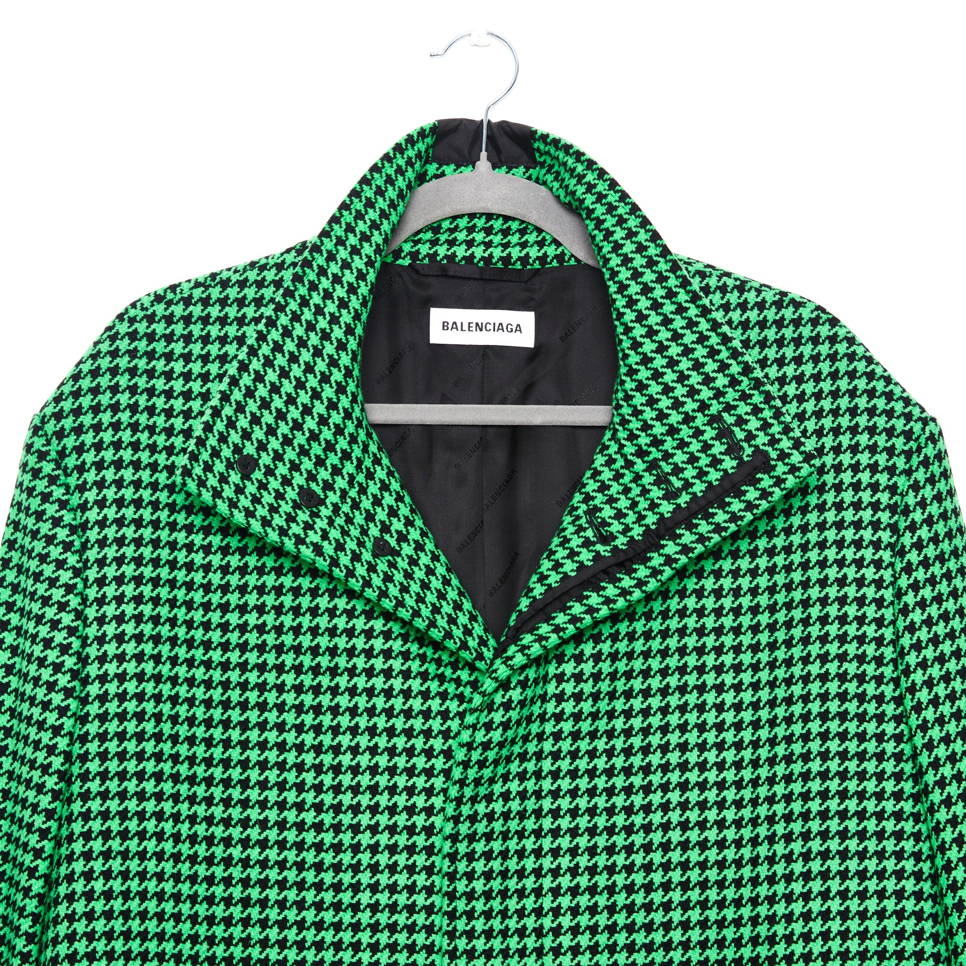 BALENCIAGA Green Houndstooth Coat 36