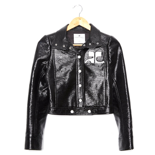 COURRÈGES Re-Edition Vinyl Logo Jacket Black 36