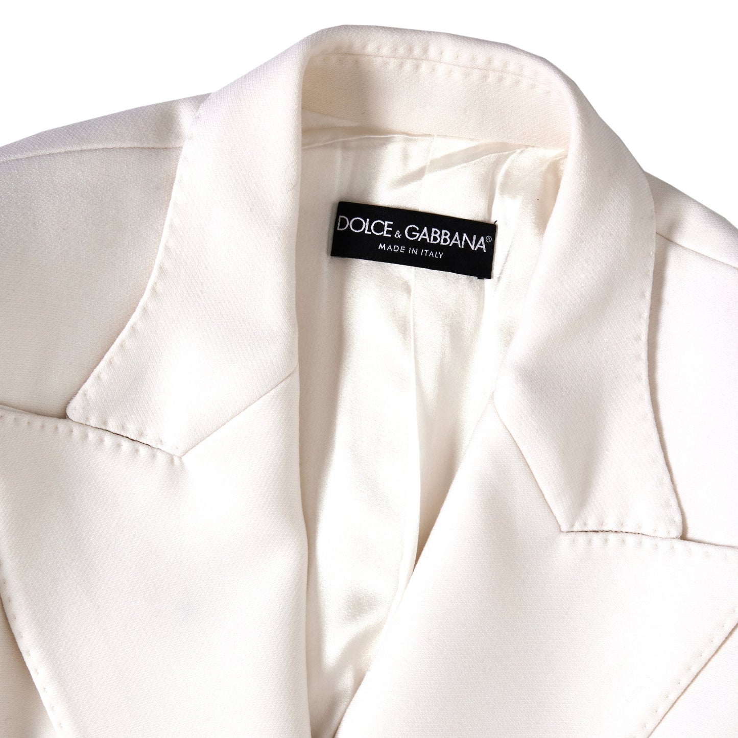 Dolce & Gabbana Double Breasted Long Coat in Ivory