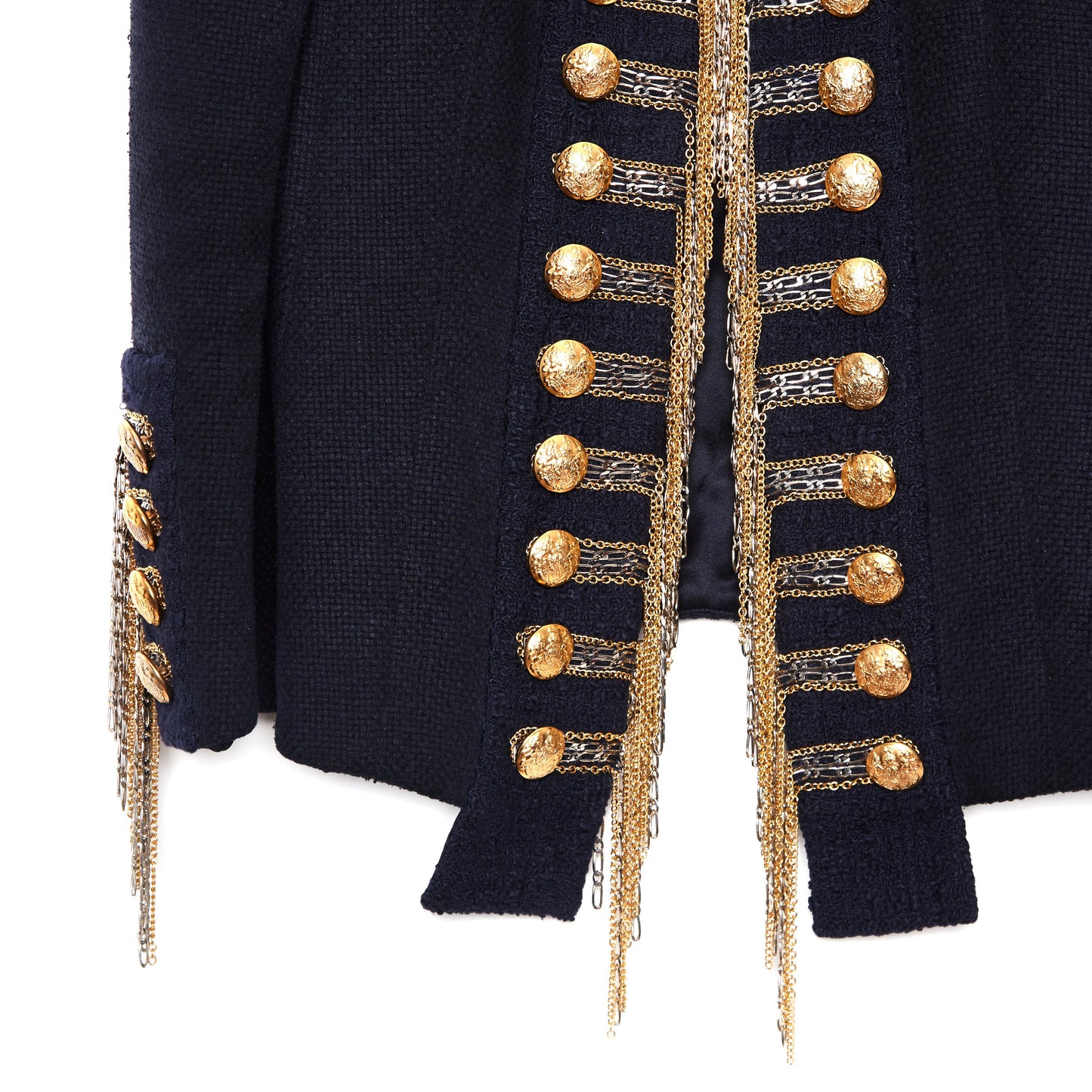 BALMAIN Military Blazer with Gold Chains 38