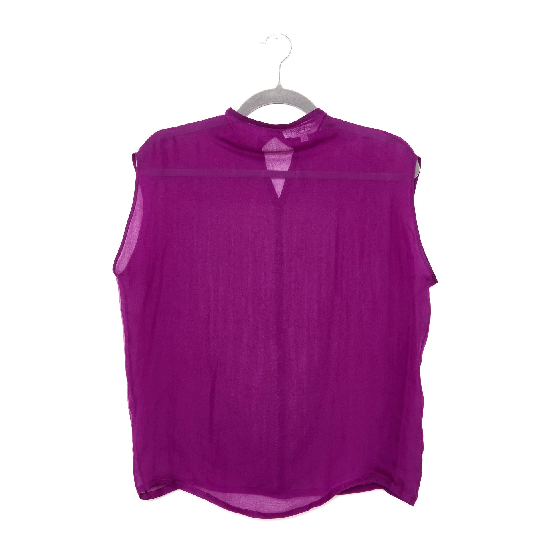 YVES SAINT LAURENT Vintage Magenta Silk Blouse 8