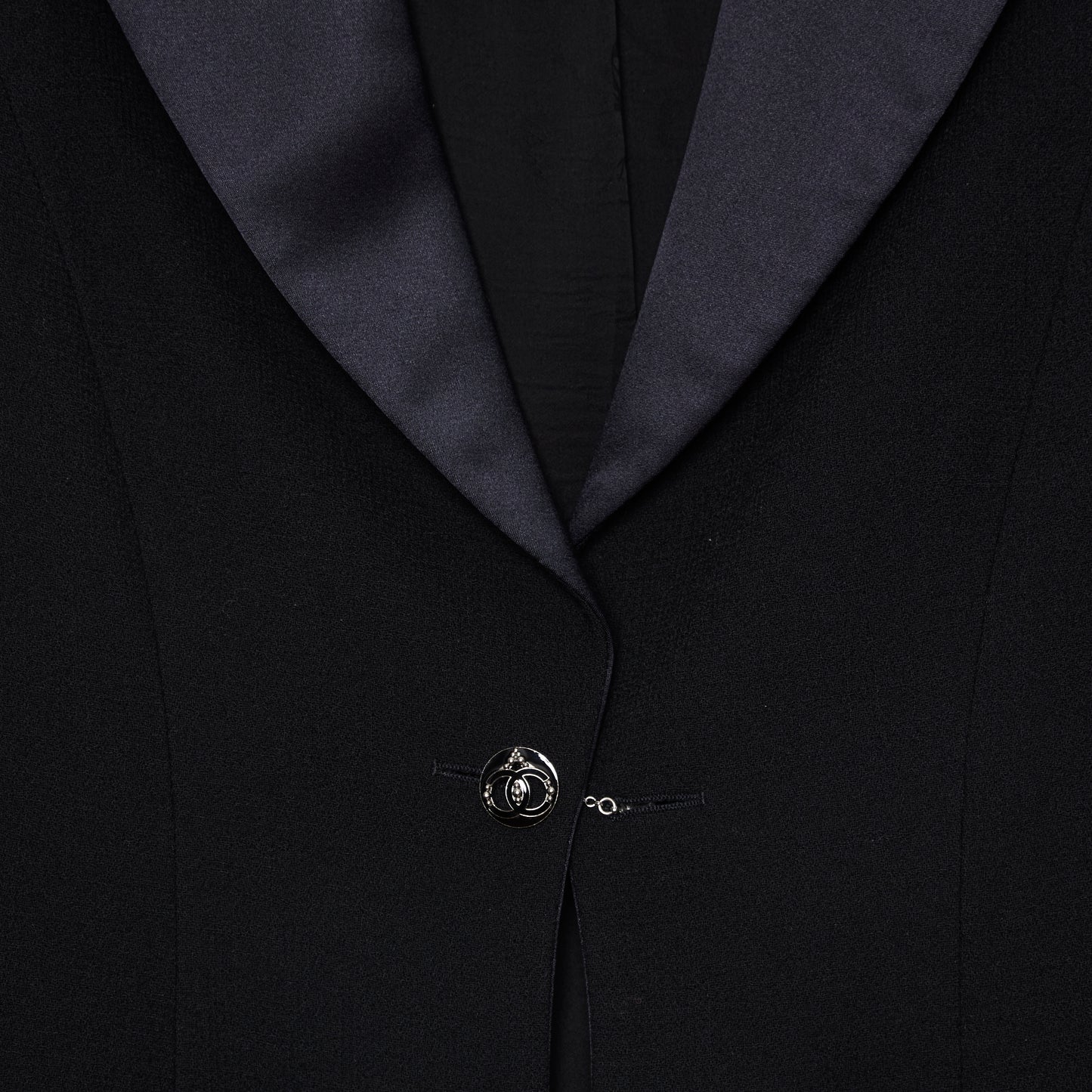 CHANEL 03C Vintage Black Wool Blazer with Satin Lapel