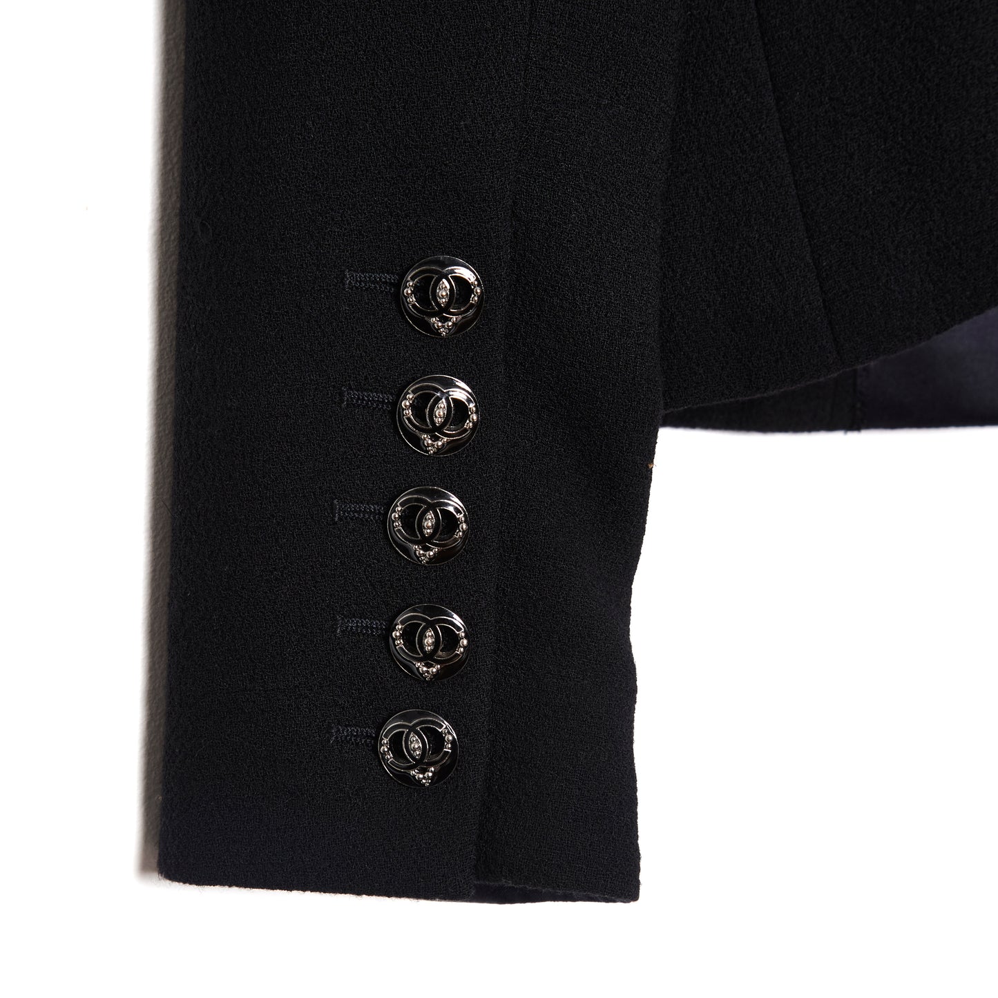 CHANEL 03C Vintage Black Wool Blazer with Satin Lapel