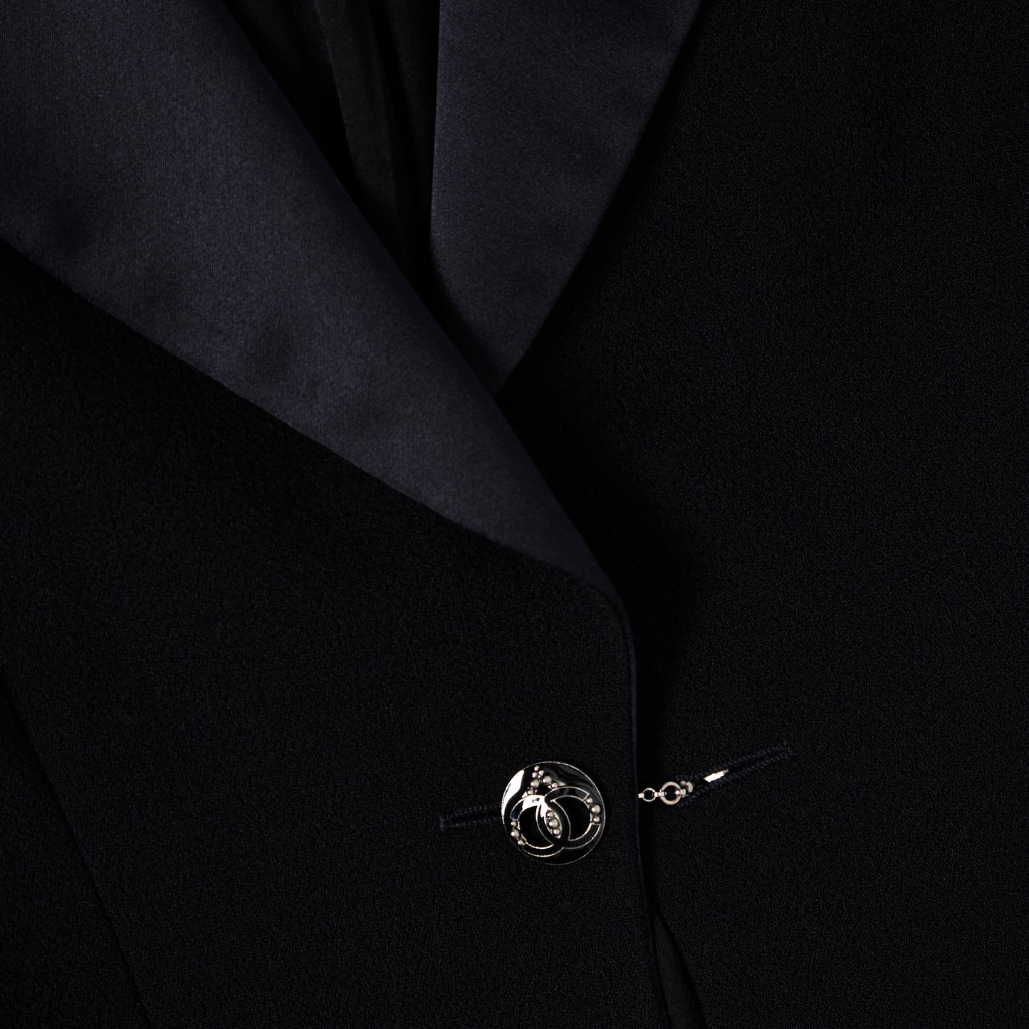 CHANEL 03C Vintage Black Wool Blazer with Satin Lapel