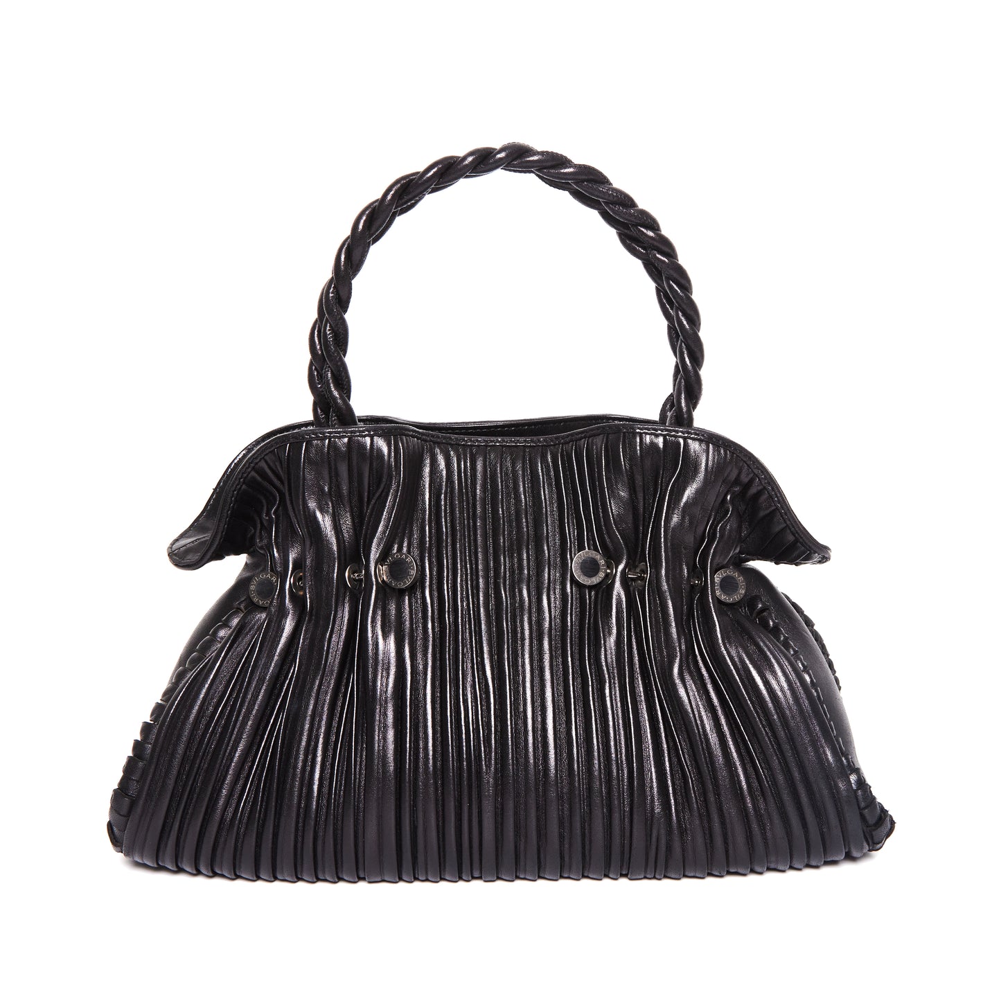 BVLGARI Black Leather Twistino Tina Tote