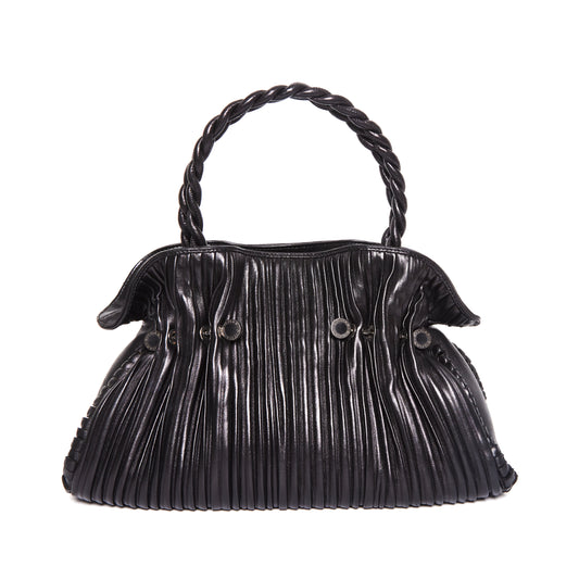 BVLGARI Black Leather Twistino Tina Tote