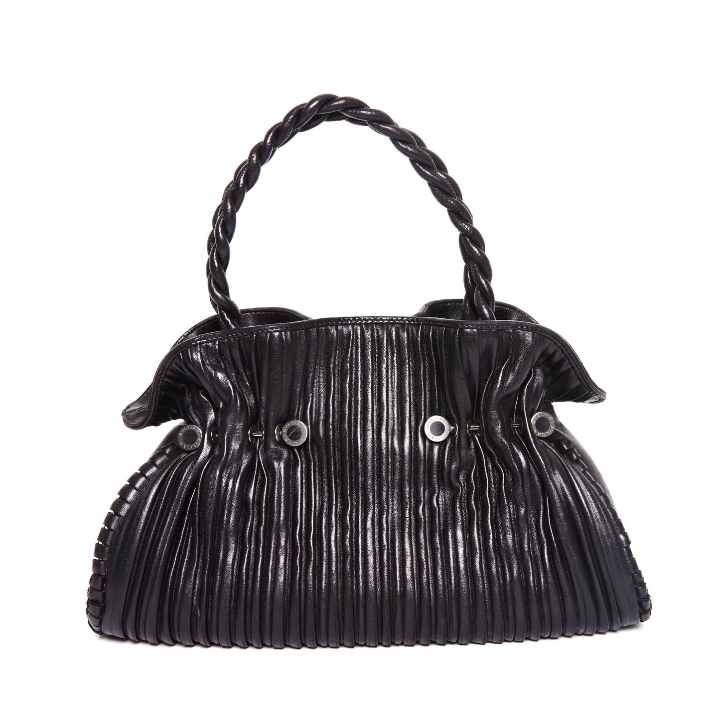 BVLGARI Black Leather Twistino Tina Tote