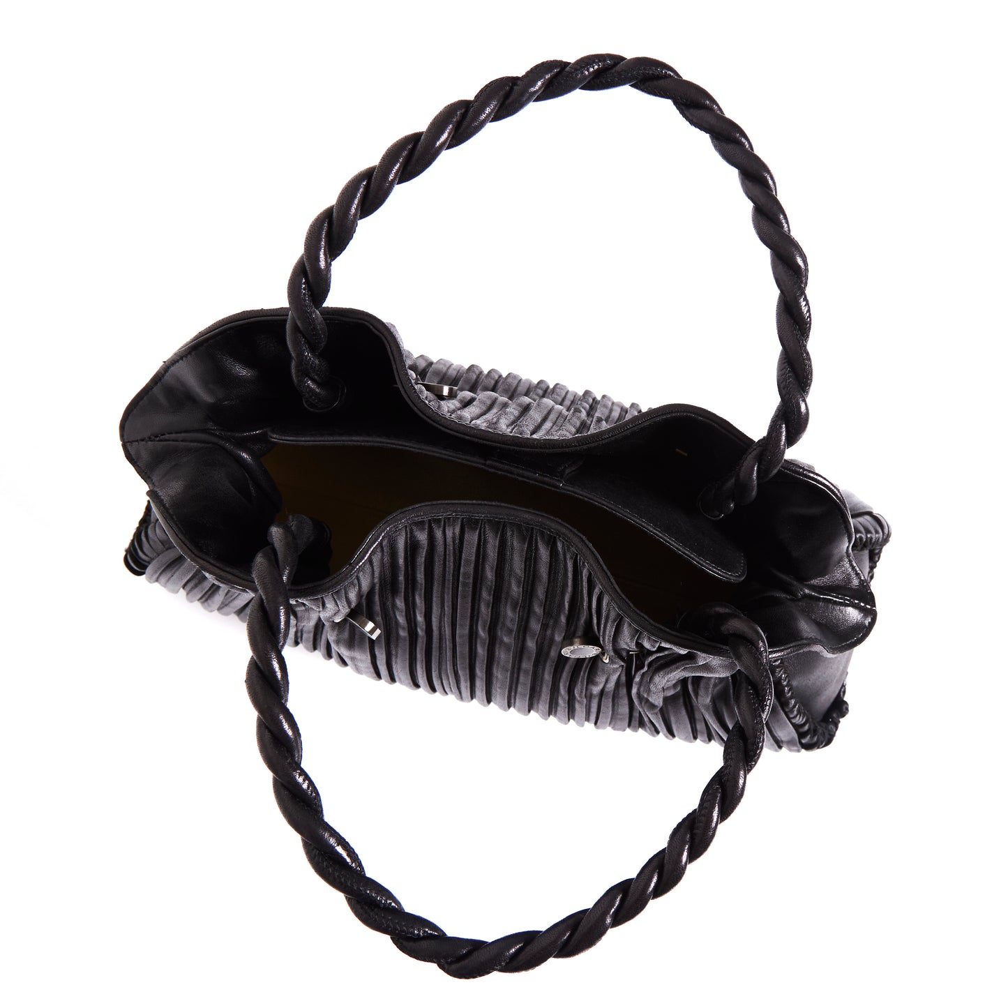 BVLGARI Black Leather Twistino Tina Tote
