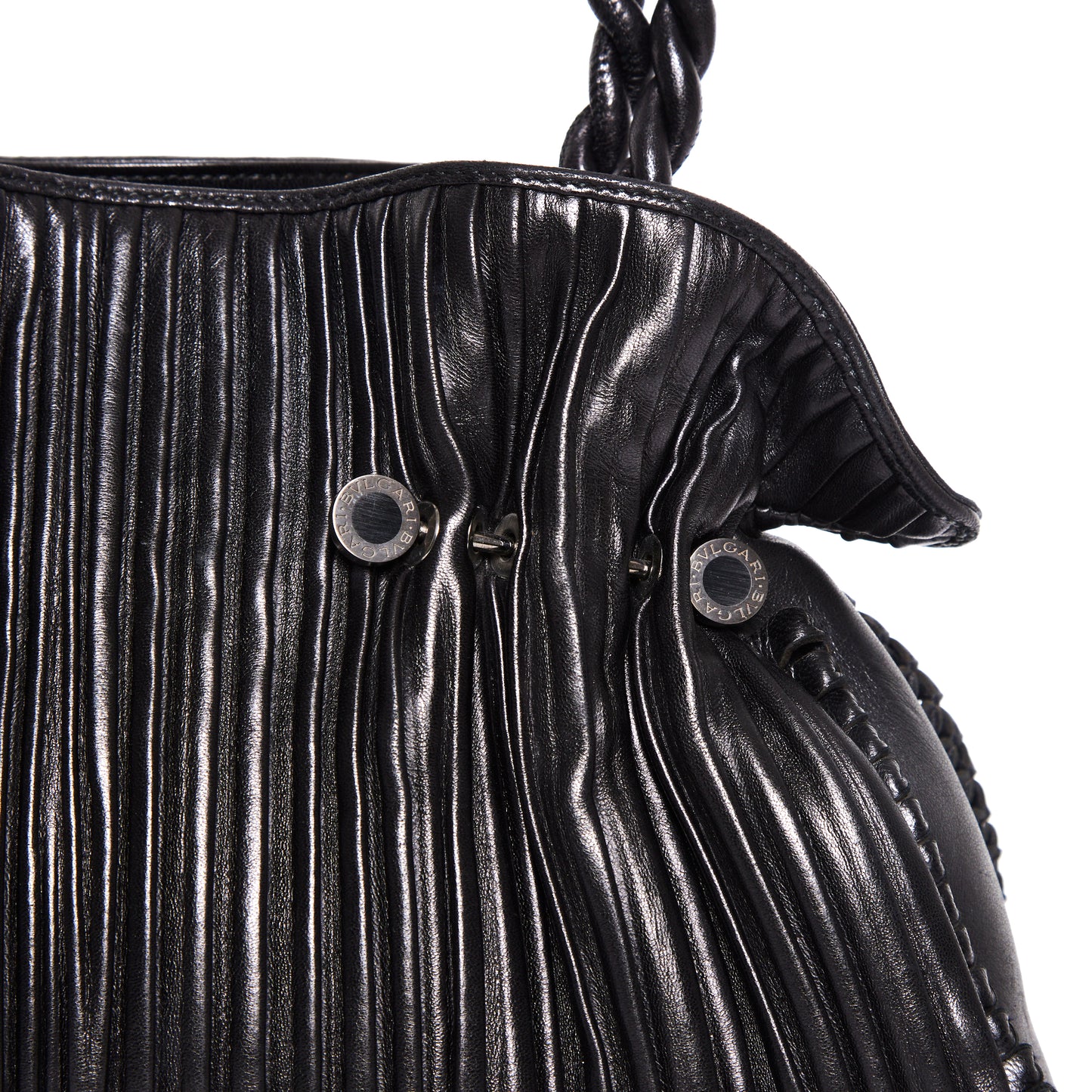 BVLGARI Black Leather Twistino Tina Tote