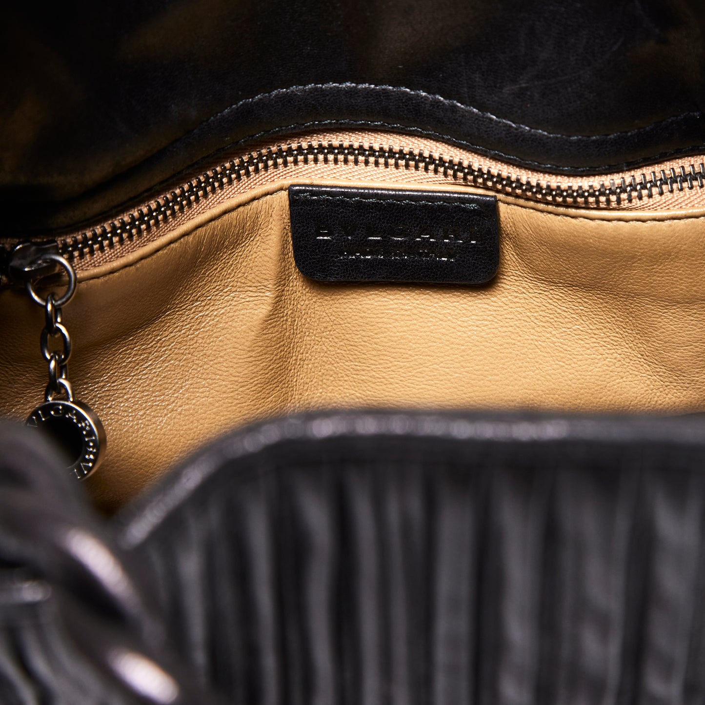 BVLGARI Black Leather Twistino Tina Tote