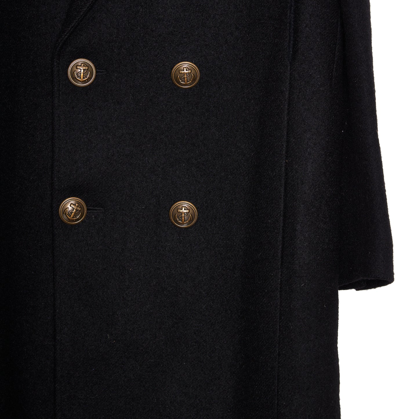 SAINT LAURENT Double-Breasted Long Wool Coat - Black 44