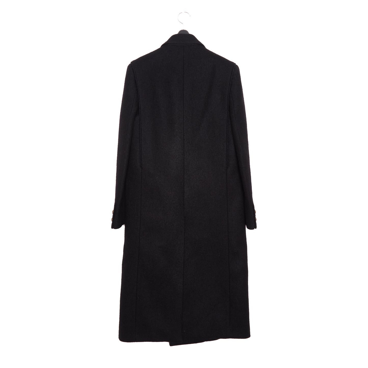 SAINT LAURENT Double-Breasted Long Wool Coat - Black 44
