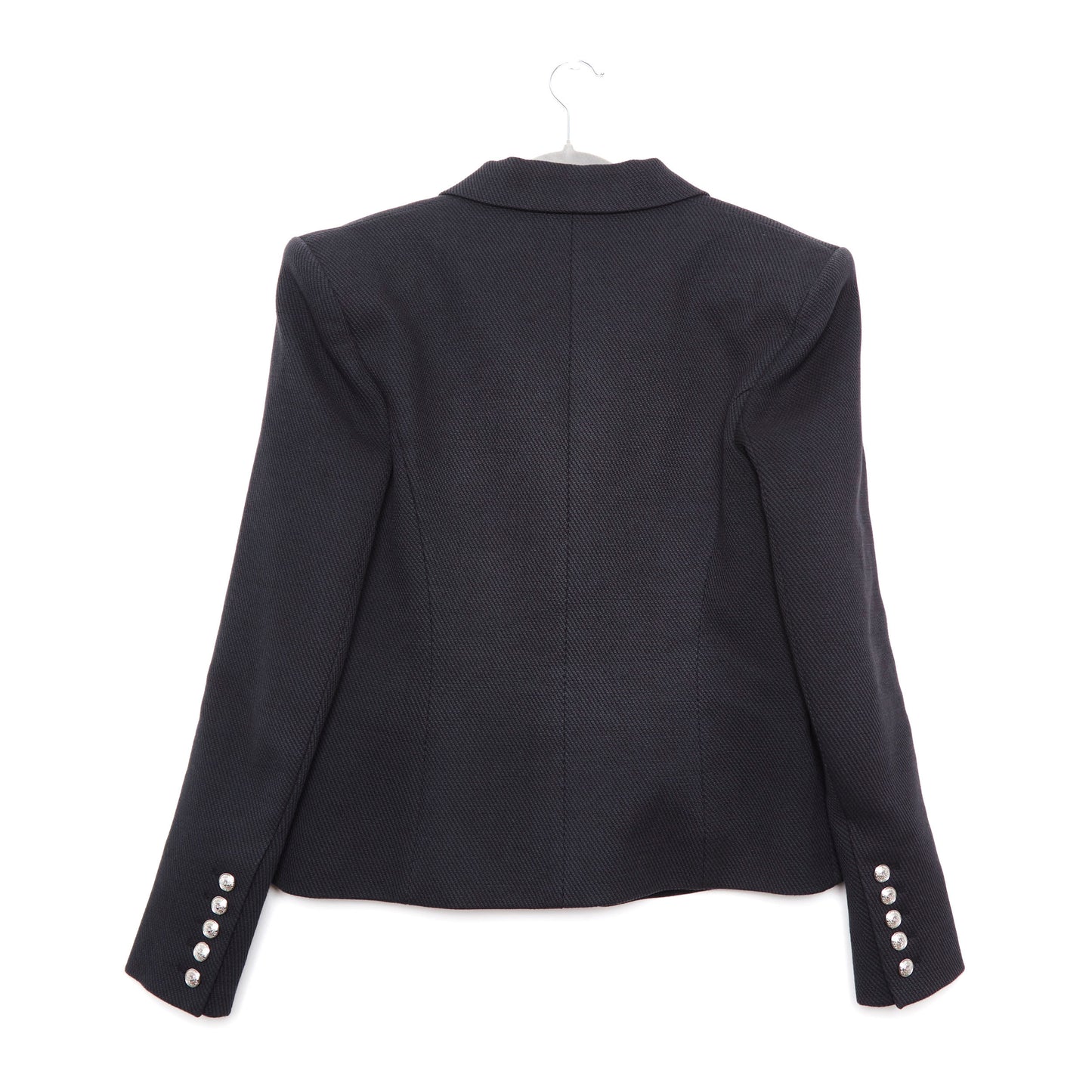 BALMAIN Double-Breasted Wool-Twill Blazer with Silver Coin Buttons