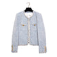 CELINE Light Blue Tweed Long Sleeve Jacket 36