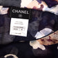 CHANEL Navy Camellia Print Silk Chiffon Blouse 40