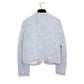 CELINE Light Blue Tweed Long Sleeve Jacket 36