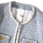 CELINE Light Blue Tweed Long Sleeve Jacket 36