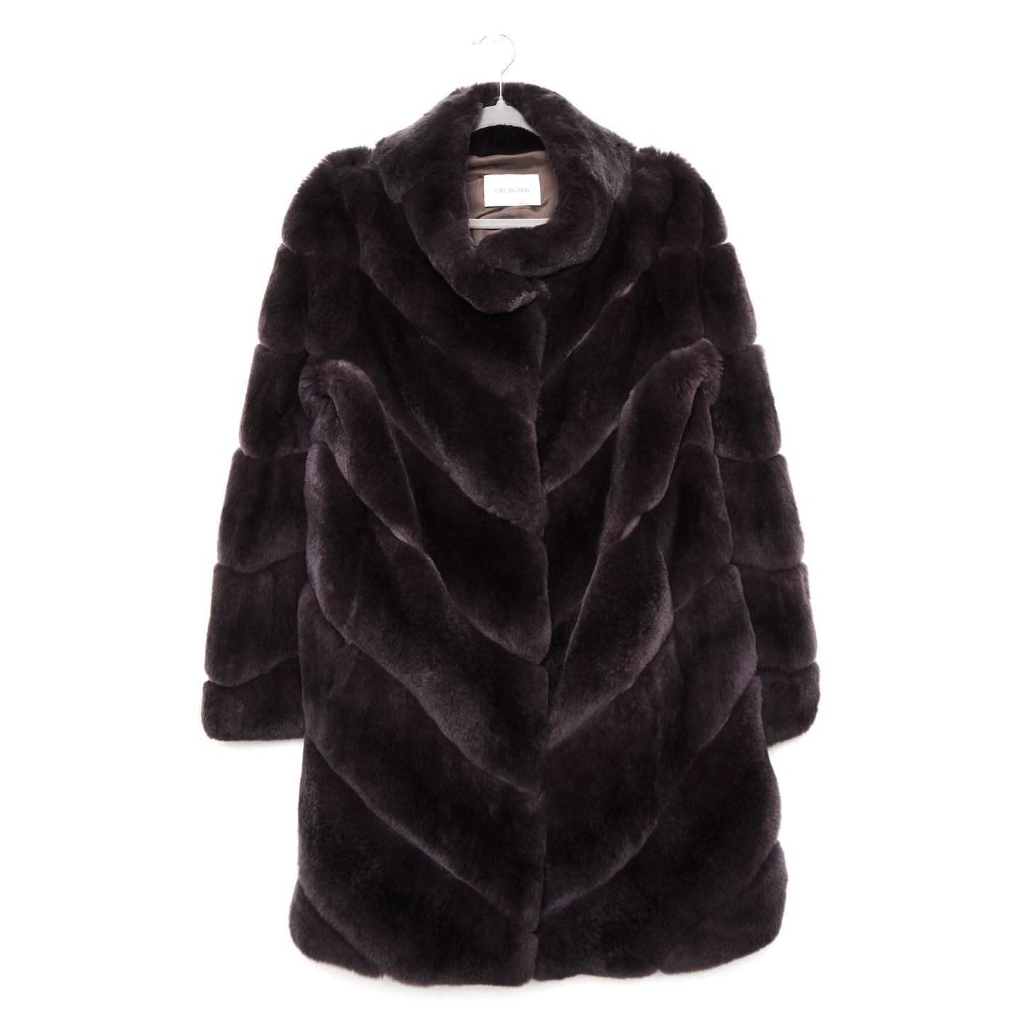 YVES SALOMON Brown Rex Rabbit Coat
