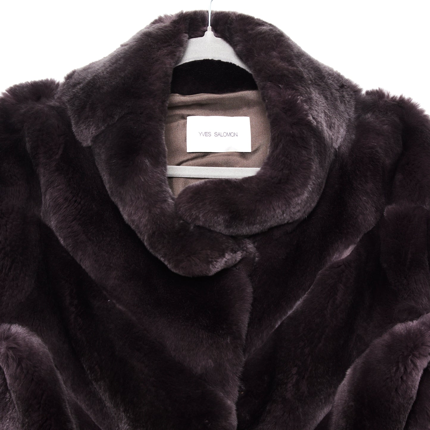 YVES SALOMON Brown Rex Rabbit Coat