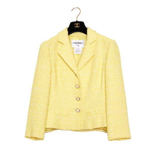 CHANEL Yellow Tweed cropped blazer