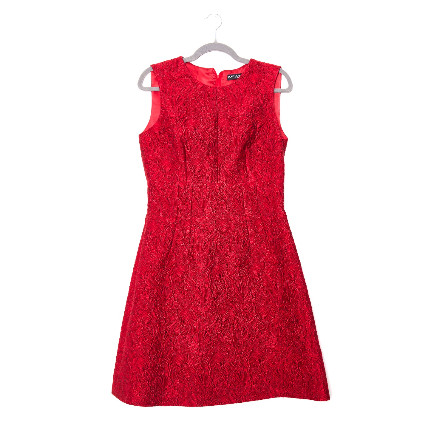 DOLCE & GABBANA Floral Jacquard Mini Dress - Red