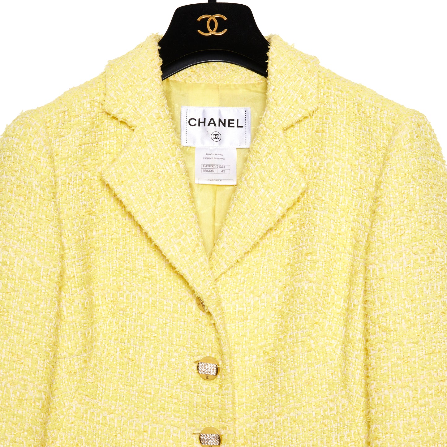 CHANEL Yellow Tweed cropped blazer