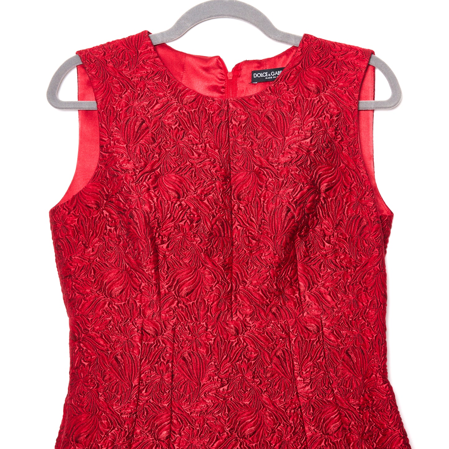 DOLCE & GABBANA Floral Jacquard Mini Dress - Red