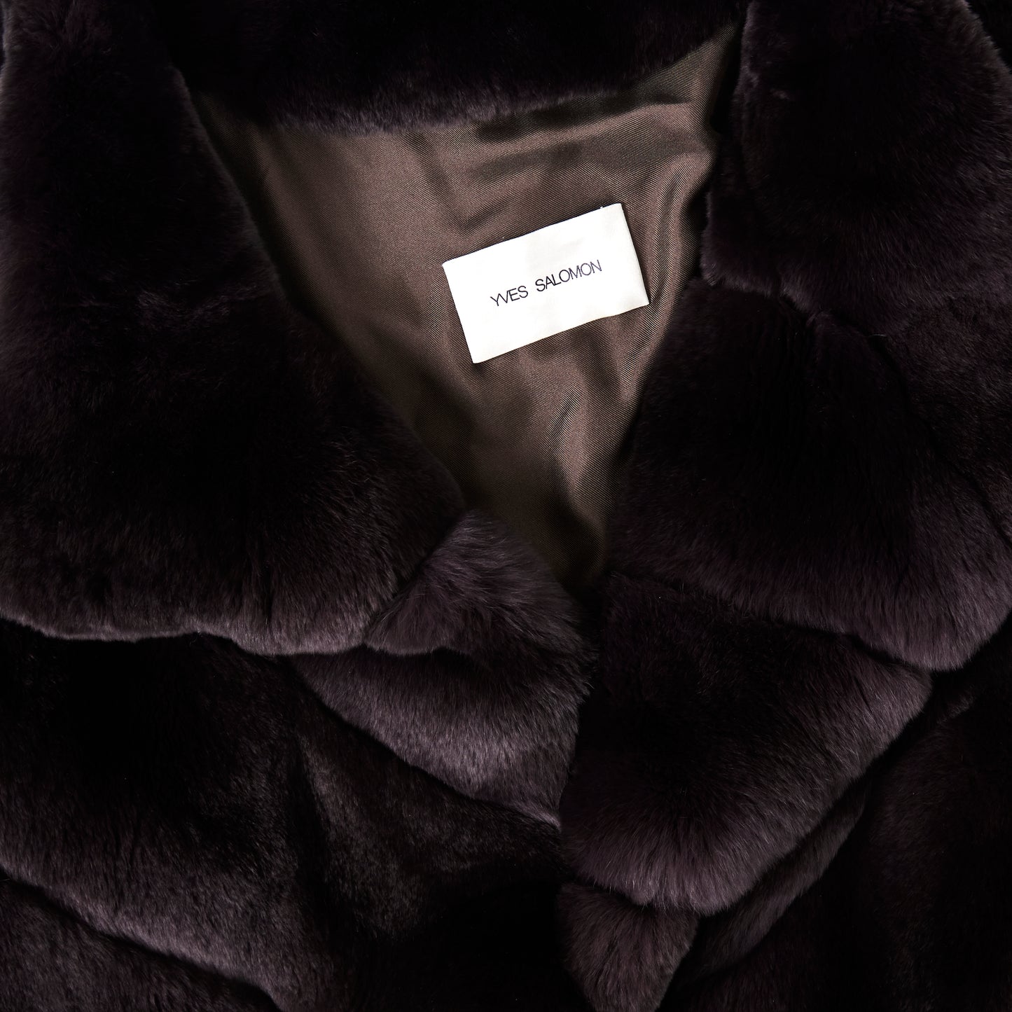 YVES SALOMON Brown Rex Rabbit Coat