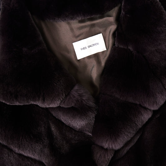 YVES SALOMON Brown Rex Rabbit Coat