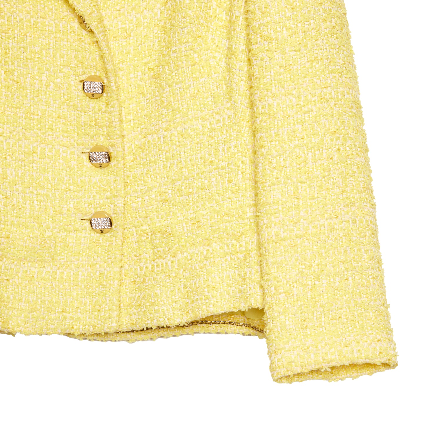 CHANEL Yellow Tweed cropped blazer