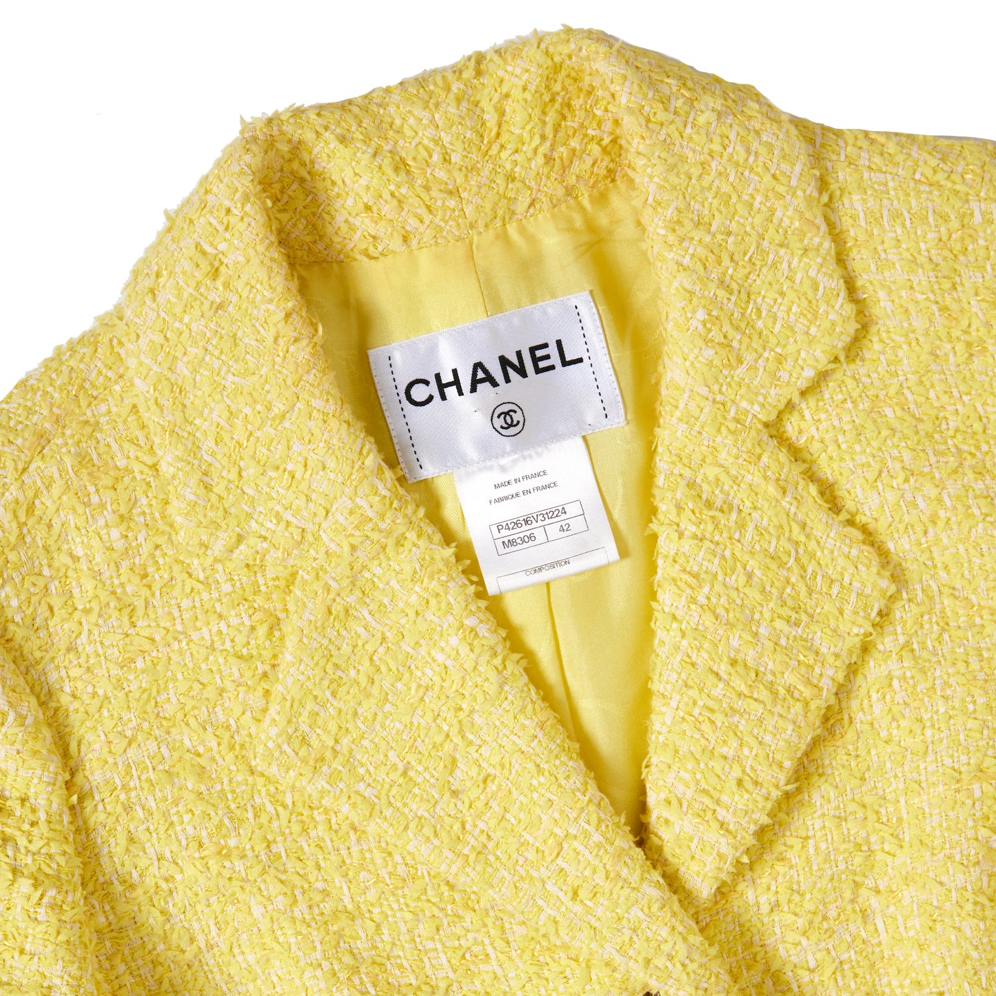 CHANEL Yellow Tweed cropped blazer