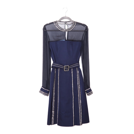 PRADA crystal-embellished chiffon mini dress 40