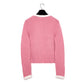 CHANEL Pink & White Cashmere Cardigan Jacket