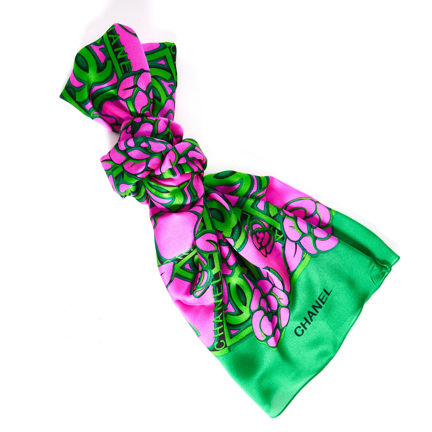 CHANEL Logo Silk scarf