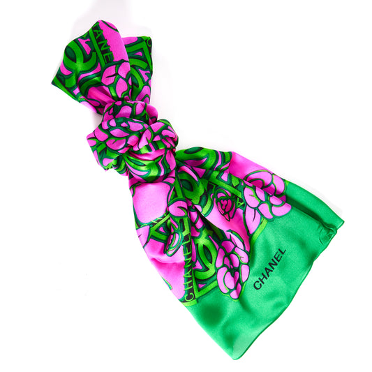 CHANEL Logo Silk scarf