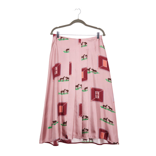 VICTORIA BECKHAM Horse Print Pleated Skirt