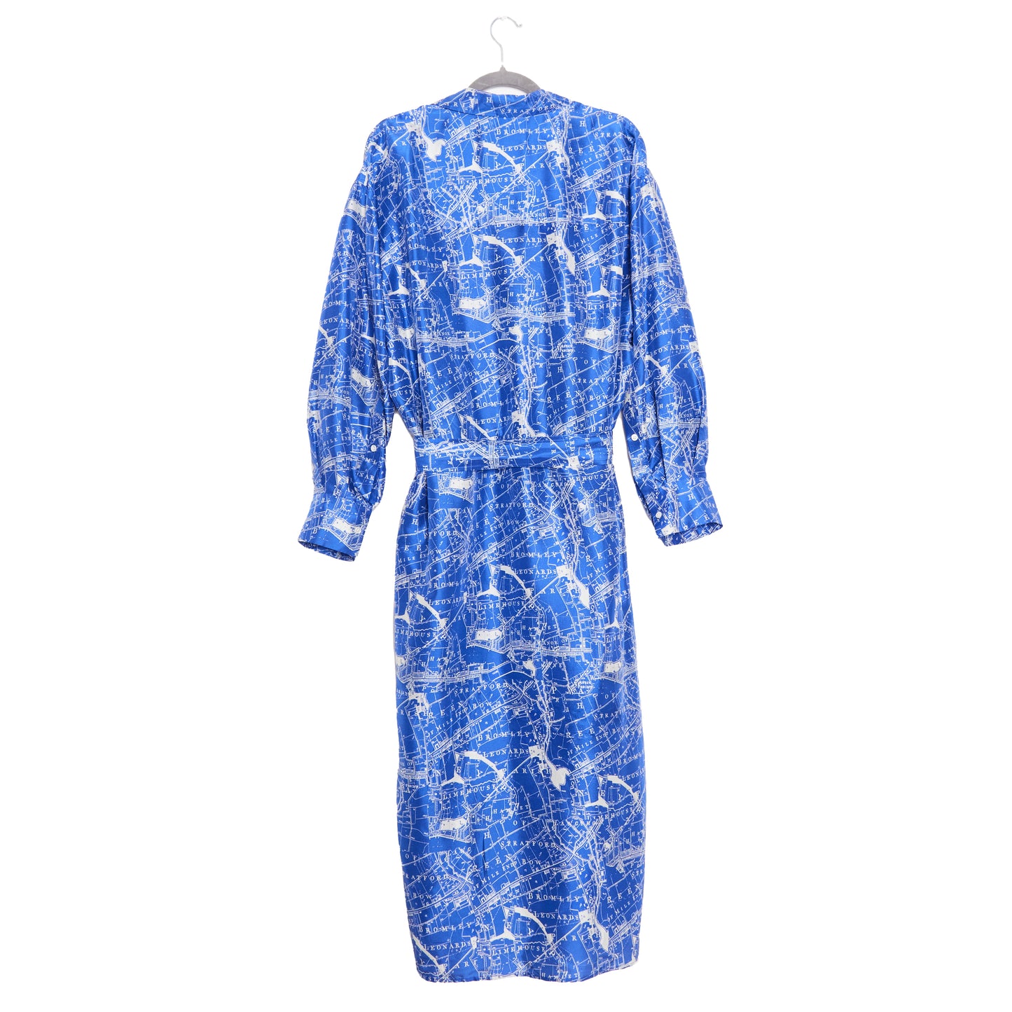 OROTON Map-Print Silk Midi Shirtdress 14