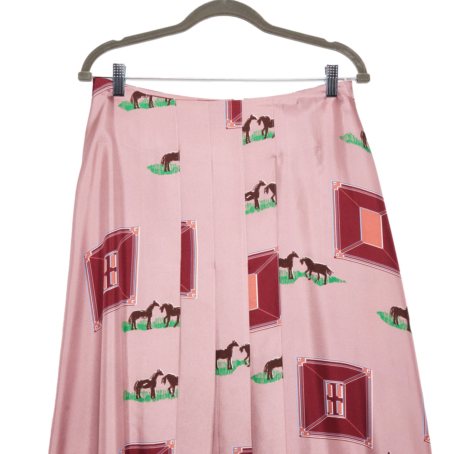 VICTORIA BECKHAM Horse Print Pleated Skirt