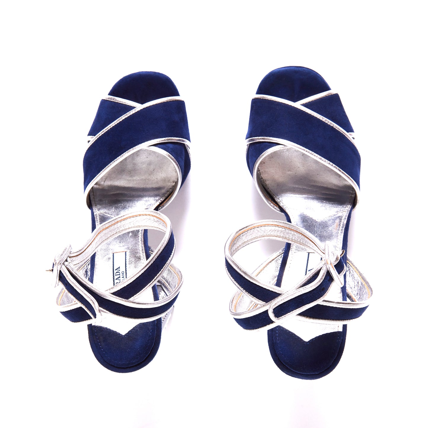 PRADA Dark Blue Heels with Crystal Embellishments 38.5