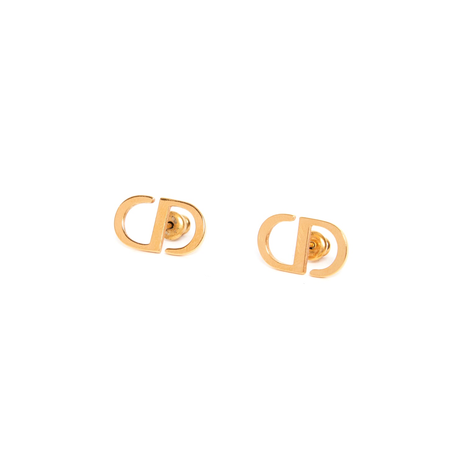 DIOR Metal Petit CD Stud Earrings Gold