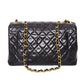 CHANEL Vintage Jumbo Black Lambskin Classic Single Flap Bag